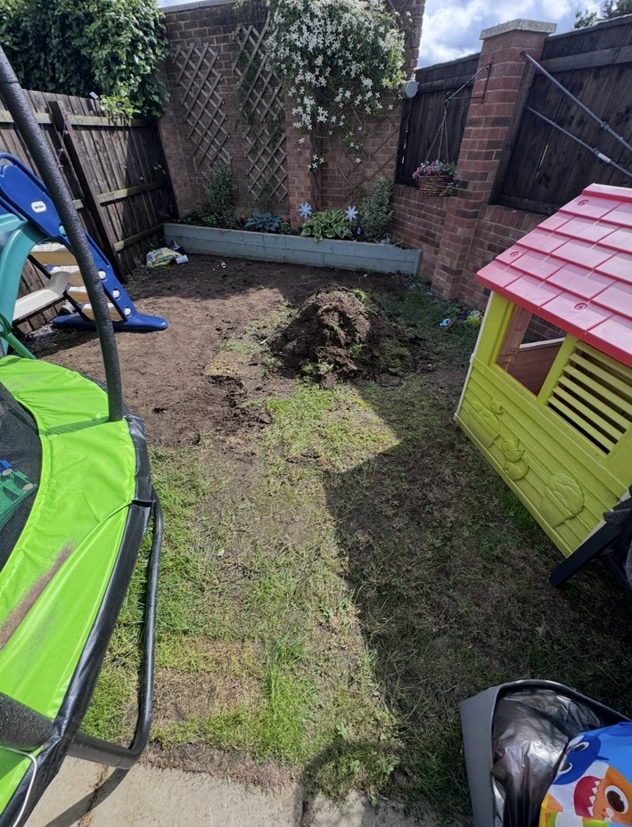 Garden before artificial grass installation