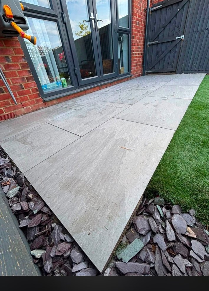 Finished paving beside garden